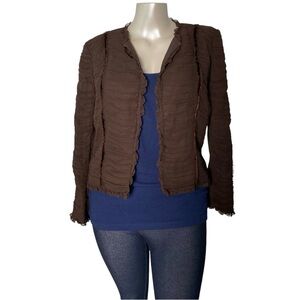 Albert Nipon Brown Textured Silk Jacket